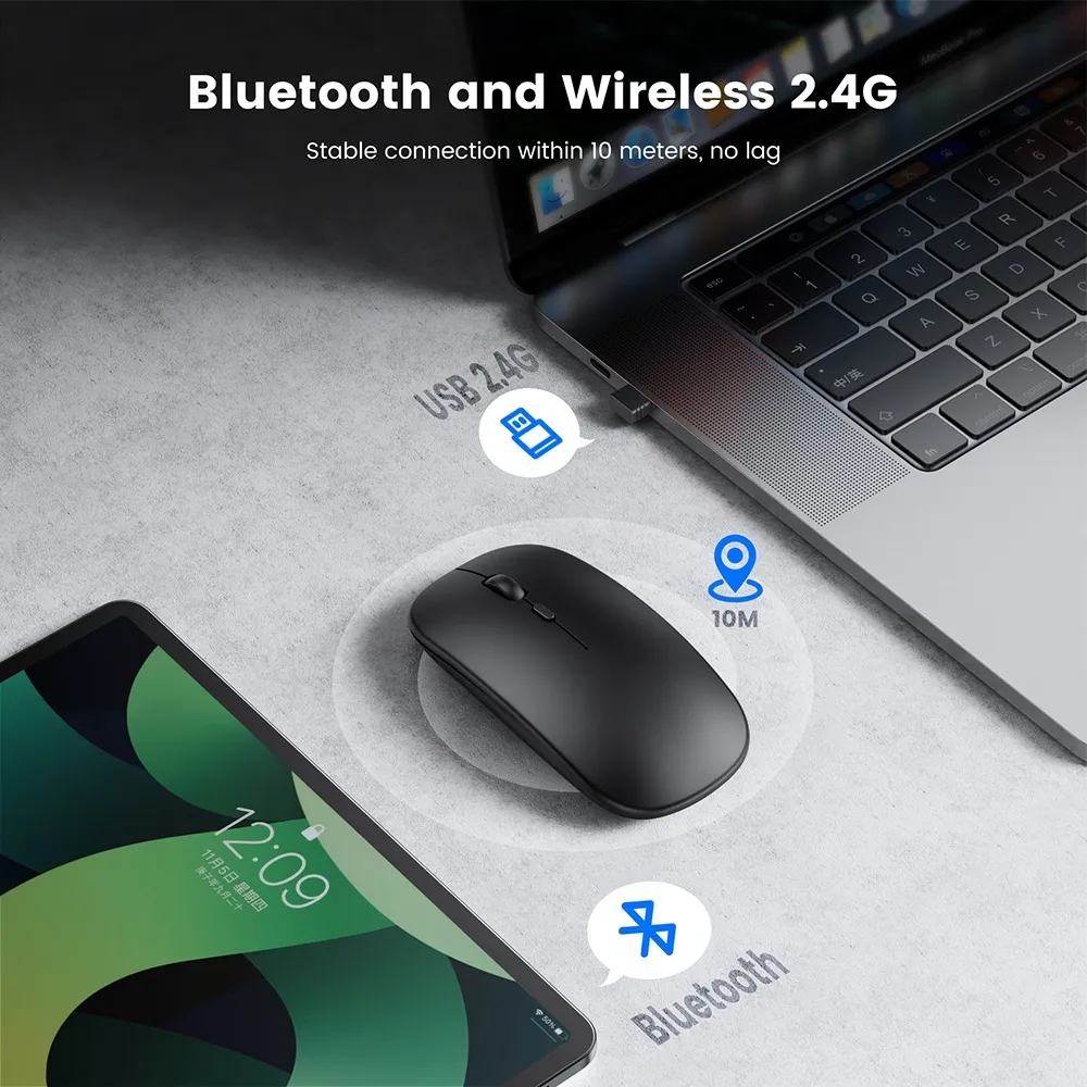 Ảnh Chuột Không Dây g608 usb Wireless 2.4ghz Bluetooth compact 2024Cho pc / laptop 3