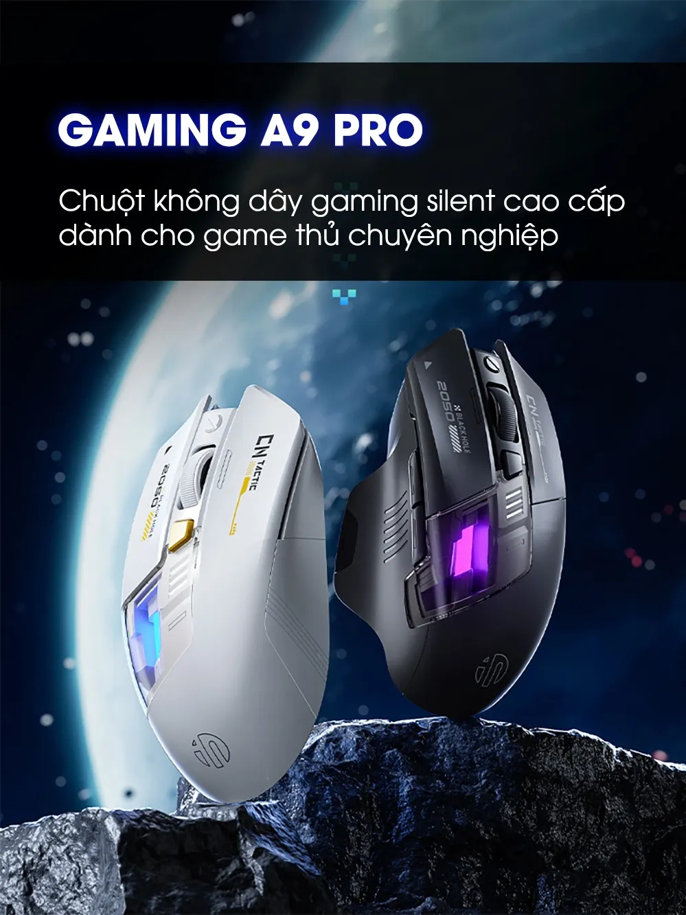 Ảnh Chuột không dây gaming SIDOTECH A9PRO bluetooth silent chống ồn pin sạc 6 nút bấm led RGB 5 mức DPI 1