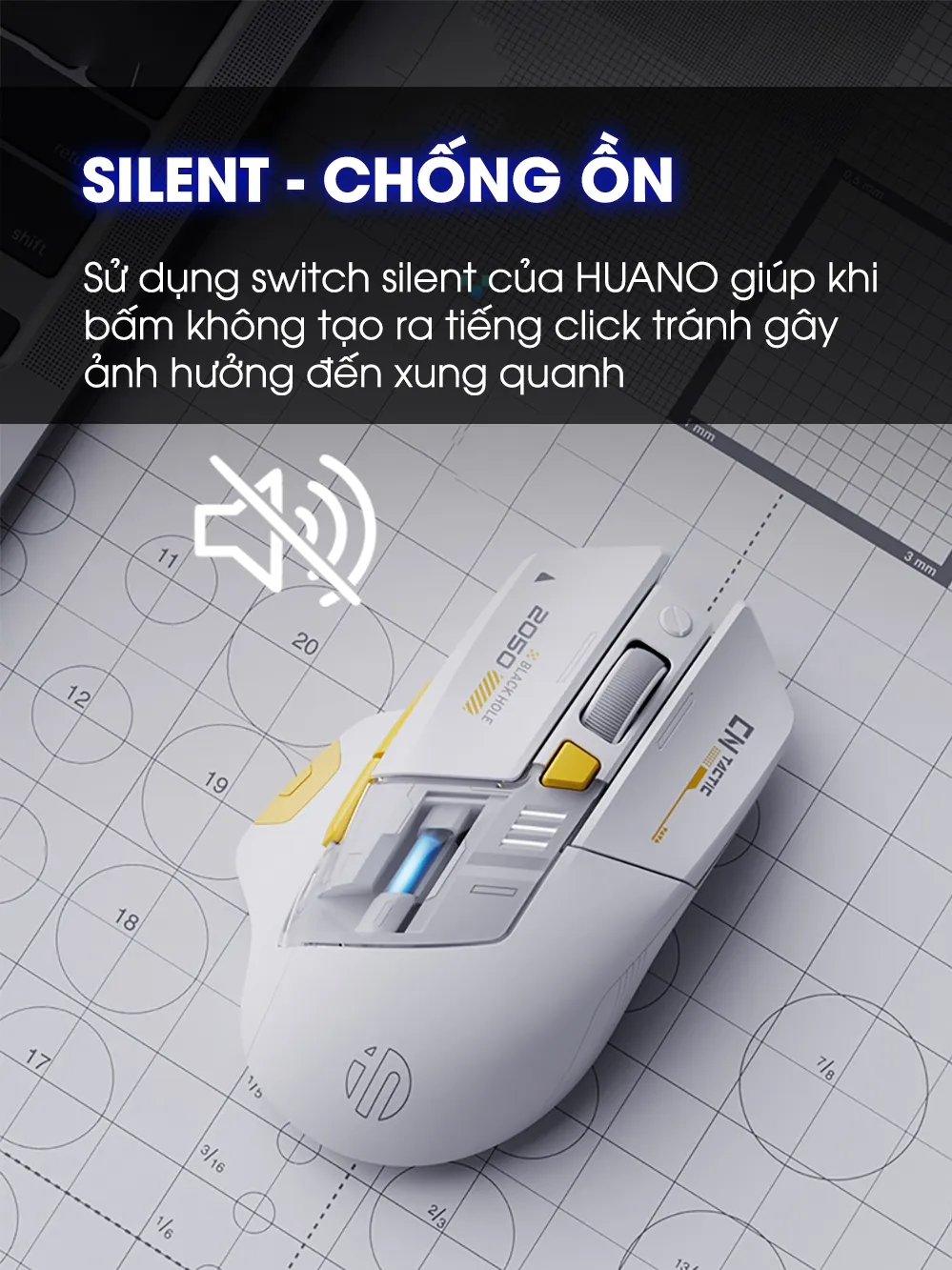 Ảnh Chuột không dây gaming SIDOTECH A9PRO bluetooth silent chống ồn pin sạc 6 nút bấm led RGB 5 mức DPI 2