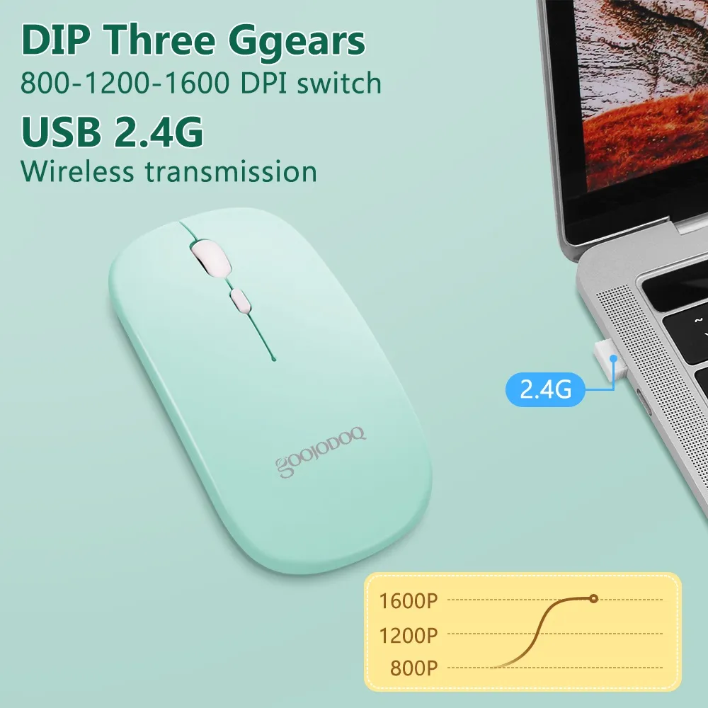 Ảnh Chuột không dây GOOJODOQ bluetooth 2.4Ghz 2 trong 1 chất lượng cao thích hợp cho ipad 3
