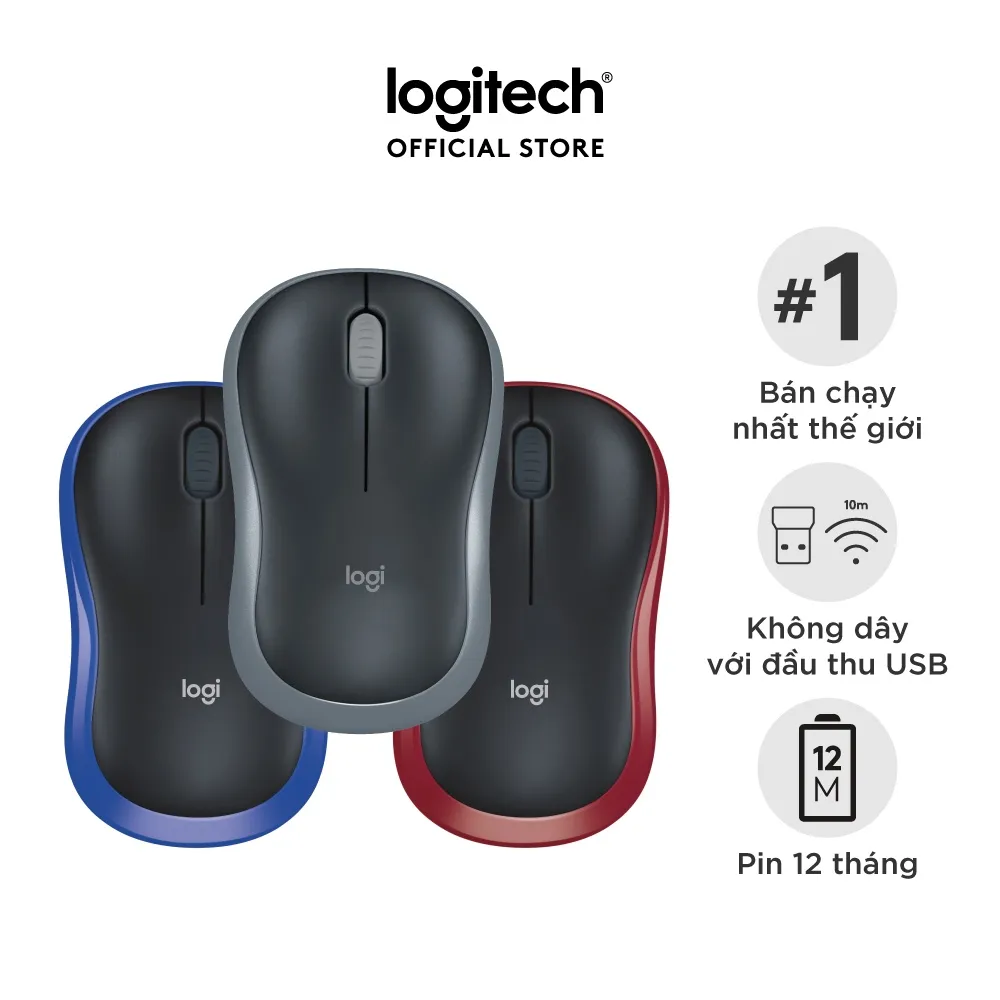Ảnh Chuột không dây Logitech M185 - USB, nhỏ gọn, thuận cả 2 tay, phù hợp PC/Laptop 1
