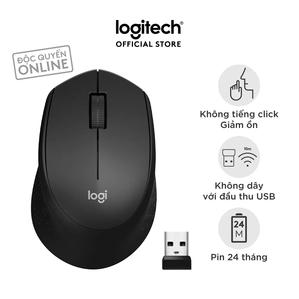 Ảnh Chuột không dây Logitech M330 Silent Plus - Giảm ồn, USB, thuận tay phải, PC/ Laptop 1
