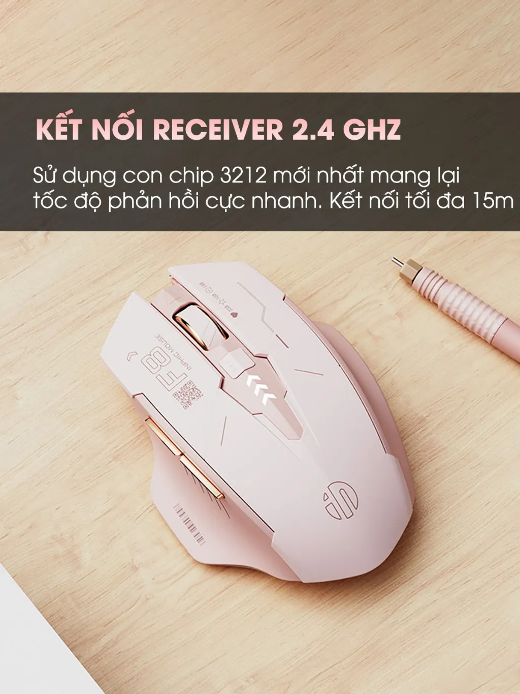Ảnh Chuột không dây pin sạc SIDOTECH F8 trà sữa cute gaming silent chống ồn ko dây bluetooth  wireless 2.4G laptop máy tính 2