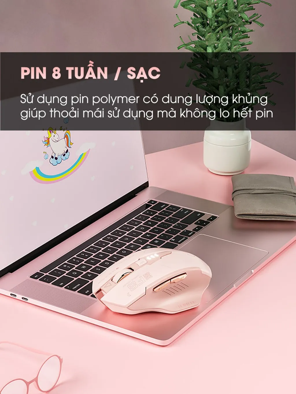 Ảnh Chuột không dây pin sạc SIDOTECH F8 trà sữa cute gaming silent chống ồn ko dây bluetooth  wireless 2.4G laptop máy tính 4