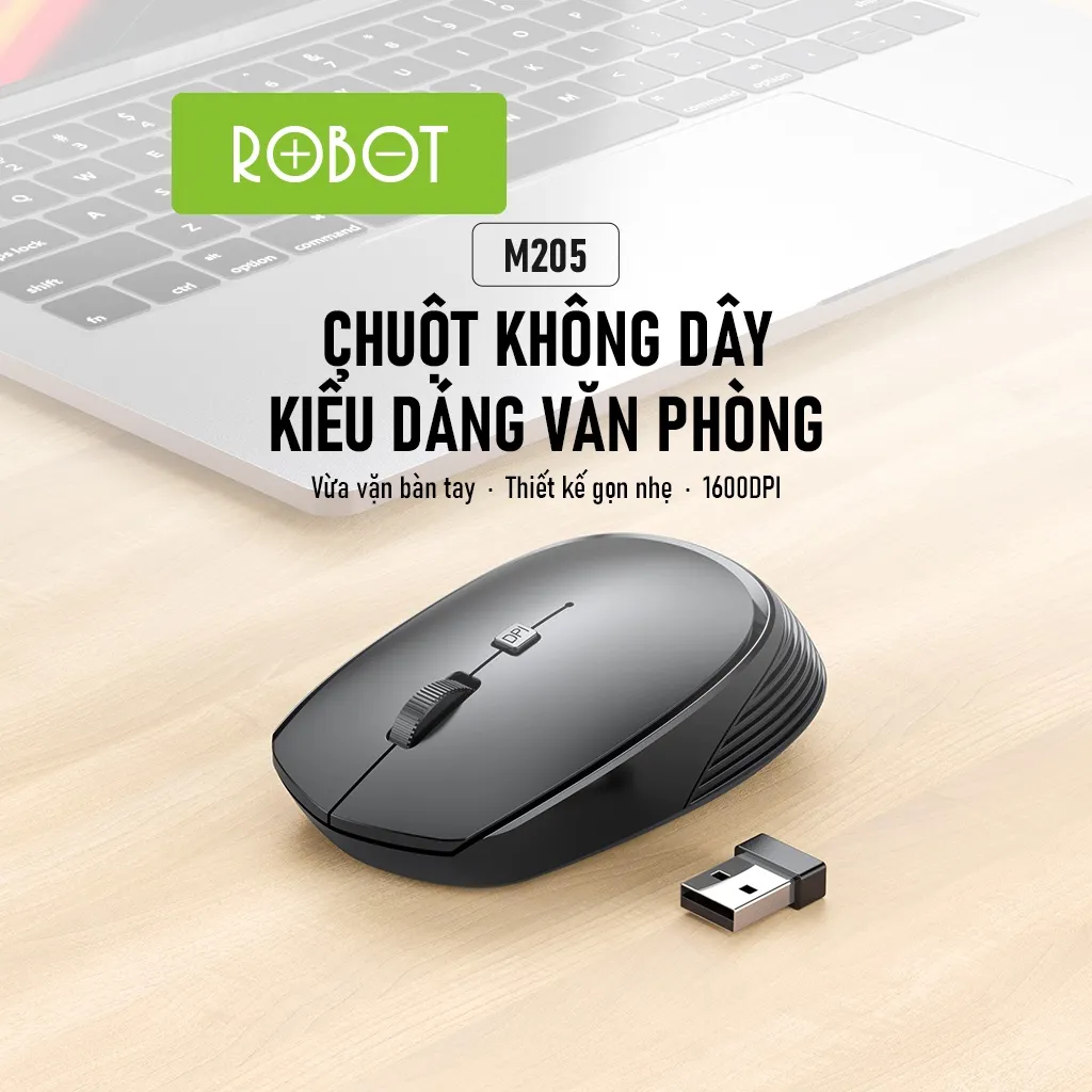 Ảnh Chuột Không Dây Thiết Kế Văn Phòng ROBOT M205 Độ Phân Giải Cao 1600DPI Hàng Chính Hãng Bảo Hành 12 Tháng 1 2