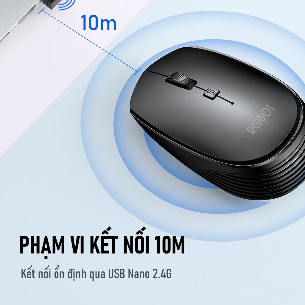 Ảnh Chuột Không Dây Thiết Kế Văn Phòng ROBOT M205 Độ Phân Giải Cao 1600DPI Hàng Chính Hãng Bảo Hành 12 Tháng 1 4