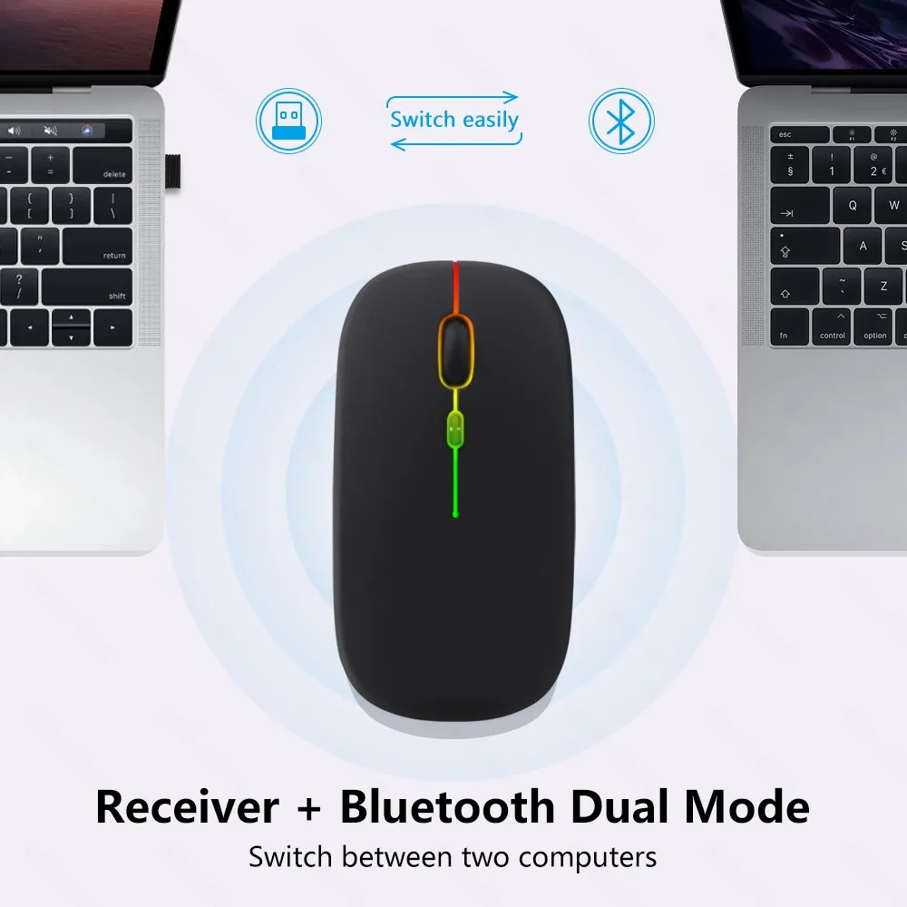 Ảnh Chuột ko dây bluetooth GOOJODOQ im lặng siêu mỏng có đèn LED dành cho máy tính xách tay tablet táo PC 1