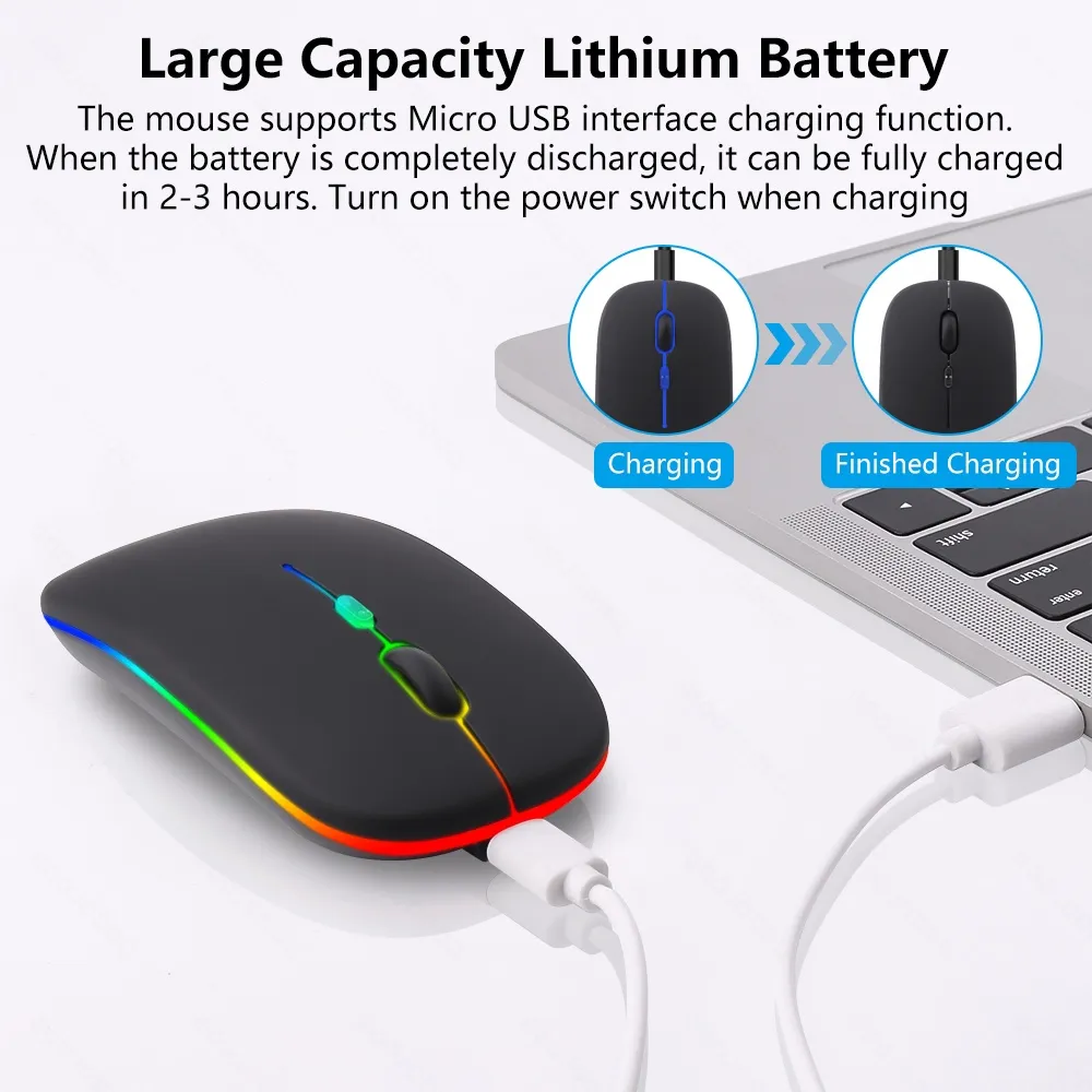 Ảnh Chuột ko dây bluetooth GOOJODOQ im lặng siêu mỏng có đèn LED dành cho máy tính xách tay tablet táo PC 4