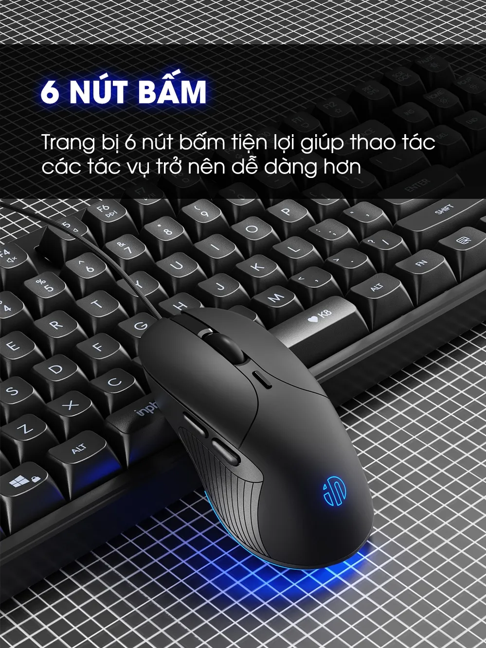 Ảnh Chuột máy tính có dây SIDOTECH B2 gaming silent tắt âm 6 nút bấm 8800 DPI có app laptop pc chơi game làm việc 2