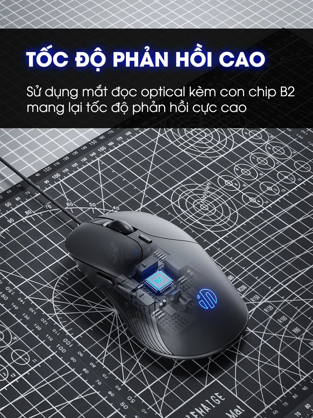 Ảnh Chuột máy tính có dây SIDOTECH B2 gaming silent tắt âm 6 nút bấm 8800 DPI có app laptop pc chơi game làm việc 3