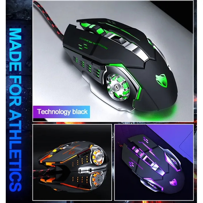 Ảnh Chuột máy tính có dây văn phòng gaming ZTU Smart V6 led RGB giá rẻ DPI 3600 chơi game cho laptop PC 3