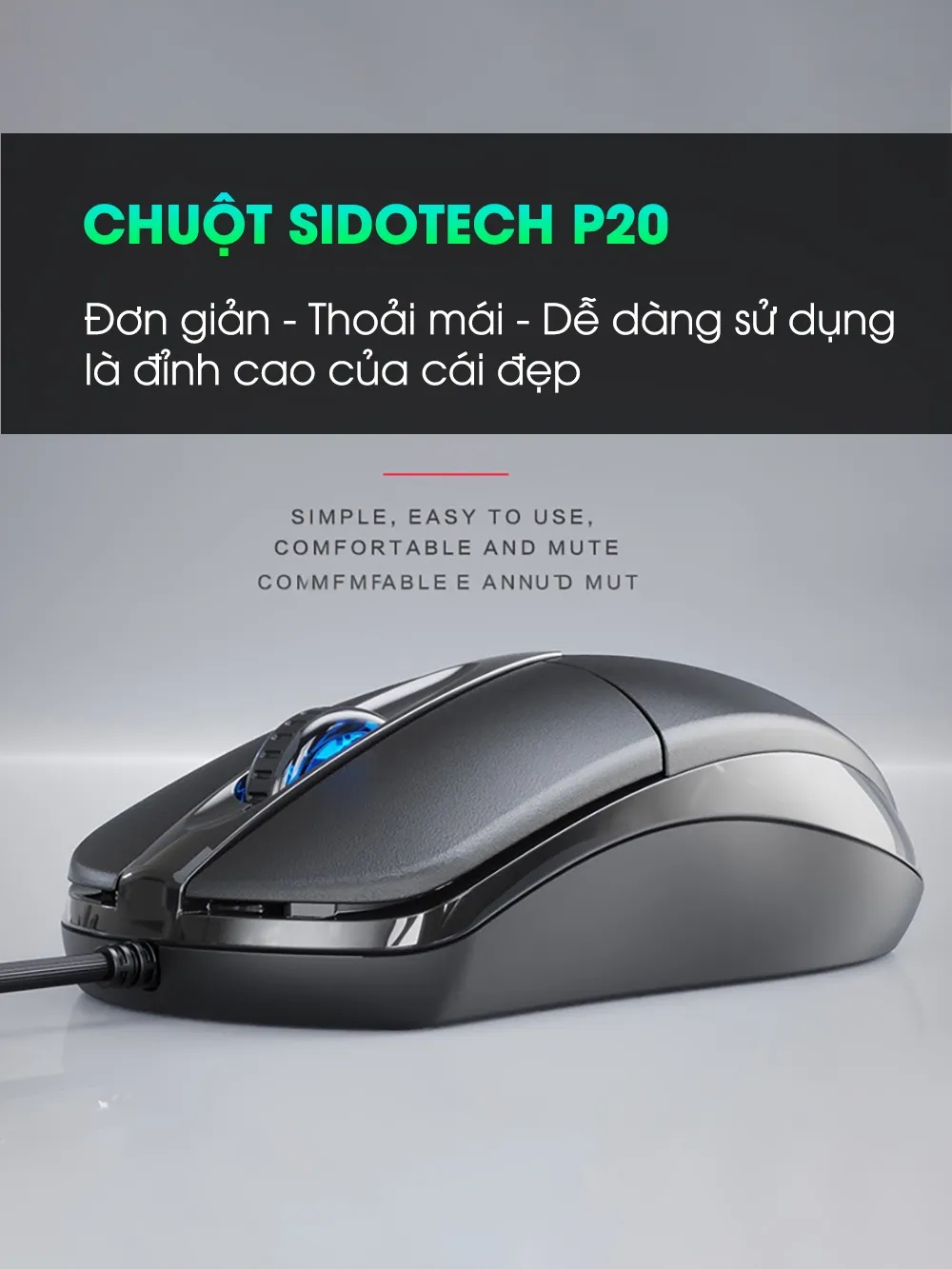 Ảnh Chuột máy tính có dây văn phòng gaming SIDOTECH P20 giá rẻ Silent tắt âm chống ồn DPI 1200 chơi game cho laptop 1