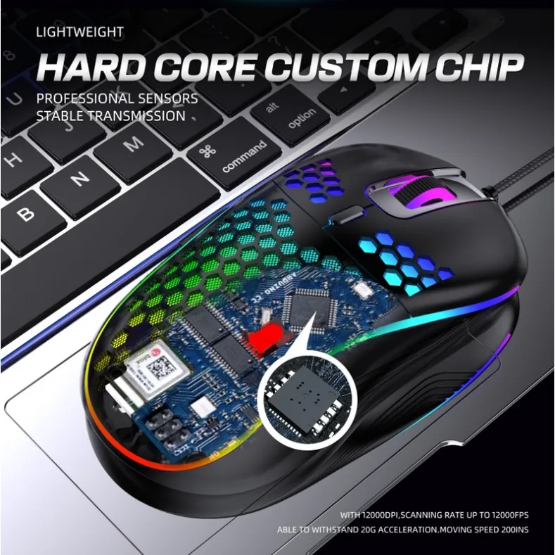 Ảnh Chuột máy tính có dây ZTU Smart D4 giá rẻ gaming văn phòng 7200DPI công thái học làm việc và chơi game cho pc laptop 4