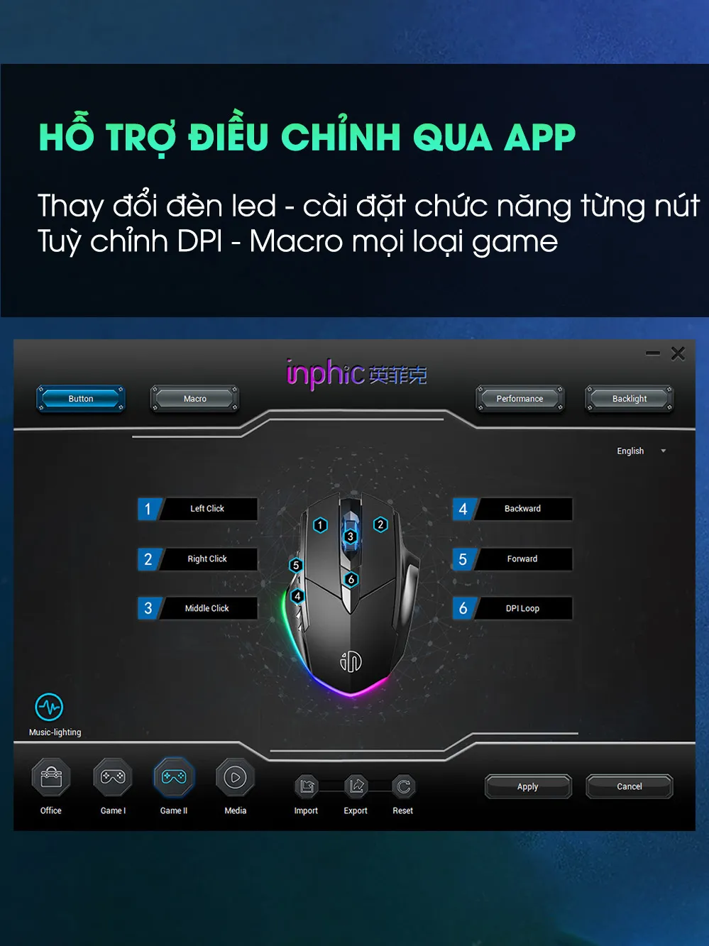 Ảnh Chuột máy tính gaming chơi game SIDOTECH Inphic P1W bản có dây và không dây tắt âm silent 7200 DPI Led RGB - Chính hãng 1