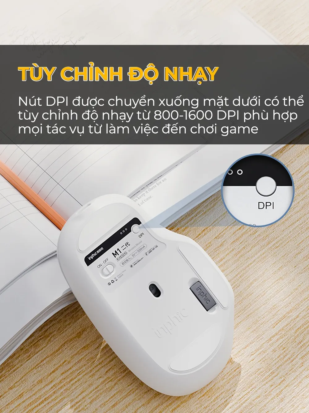 Ảnh Chuột máy tính không dây SIDOTECH M1 wireless 2.4G pin sạc silent chống ồn công thái học cho laptop táo pc hiển thị pin 3