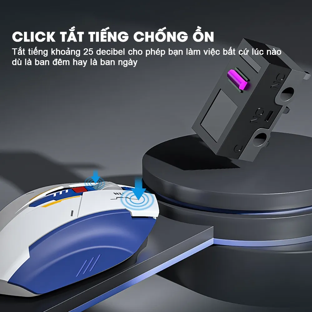 Ảnh Chuột máy tính không dây gaming SIDOTECH M6P GUNDAM pin sạc 6 nút công thái học silent tắt tiếng chống ồn wireless 4