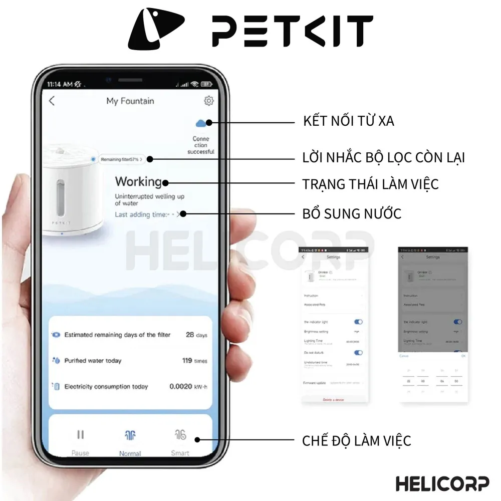 Ảnh [Có App] Máy Lọc Nước Cho Chó Mèo Bơm Không Dây PETKIT Solo 2 - HeLiPet 2