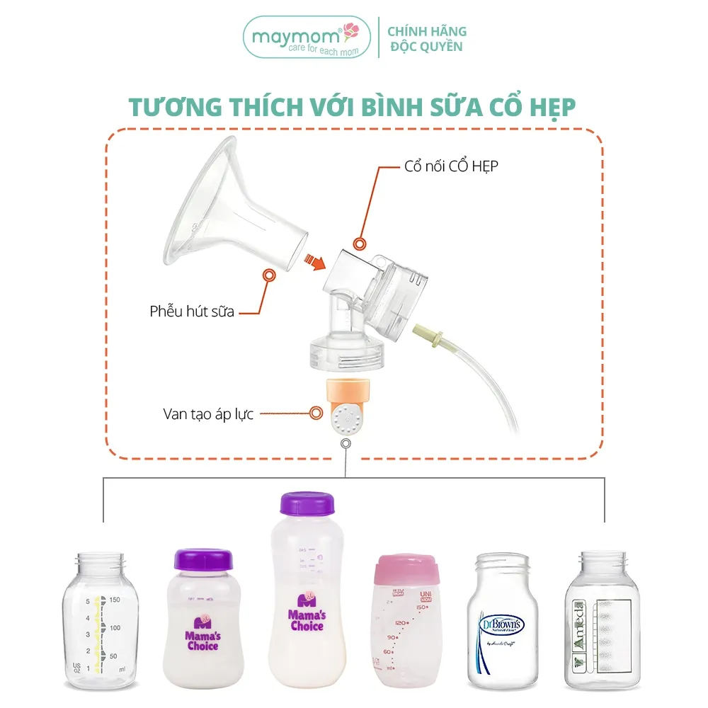 Ảnh Cổ Nối Phễu Maymom Myfit Loại Cổ Hẹp, Tương Thích Phễu Hút Sữa Medela, Pumpin, Lacteck, Mini Pum, Pumpa, Silicon 4
