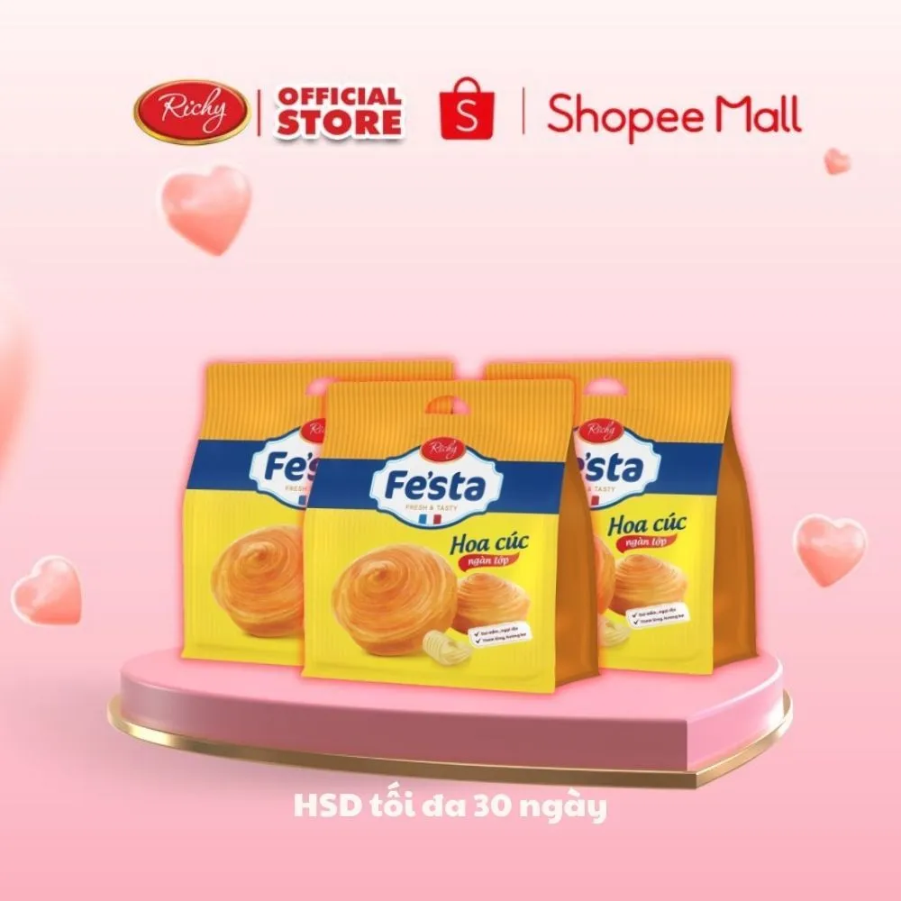 Ảnh [CÓ VỊ MỚI!!!] Combo 6 túi bánh mì hoa cúc ngàn lớp Fe'sta Richy 3