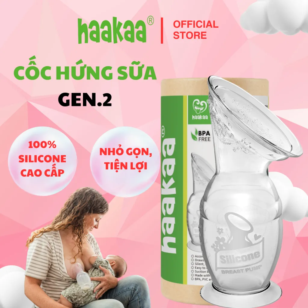 Ảnh Cốc Hứng Sữa Cao Cấp Silicone Gen.2 100/150ml Haakaa, New Zealand. Thay thế máy hút sữa hiệu quả 1