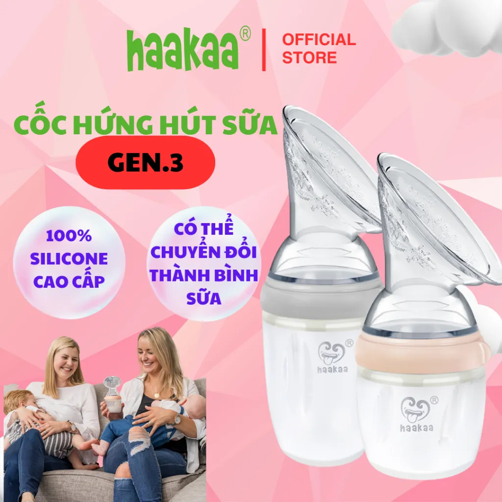 Ảnh Cốc hứng sữa Gen.3 Haakaa, New Zealand. Dễ dàng chuyển đổi bình sữa, bình uống nước. Chất liệu silicone cao cấp, an toàn 1