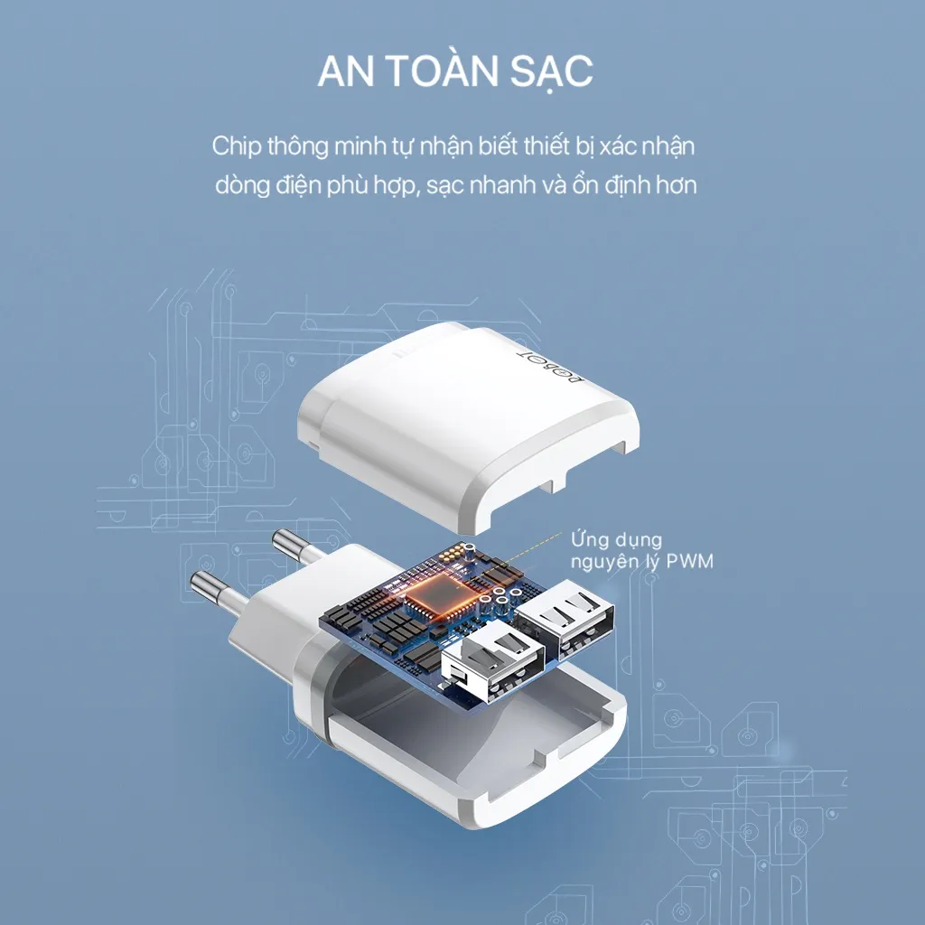 Ảnh Cốc Sạc 2 Cổng USB Wook RT-K9 2.1A Kèm Cáp 1m Hàng Chính Hãng 1