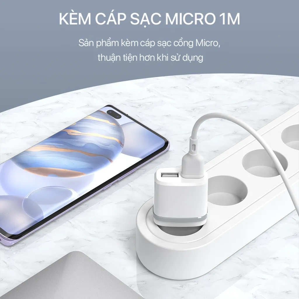 Ảnh Cốc Sạc 2 Cổng USB Wook RT-K9 2.1A Kèm Cáp 1m Hàng Chính Hãng 2