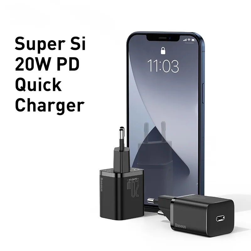 Ảnh Cốc Sạc Nhanh Baseus Super Si USB C QC 3.0 20W Hỗ Trợ Type C Cho iPhone 12 Pro Max 2