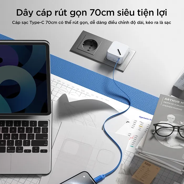 Ảnh Cốc Sạc Nhanh VIVAN Super 4s Công Suất 20W Tích hợp cáp sạc Type C cuộn gọn thông minh 3