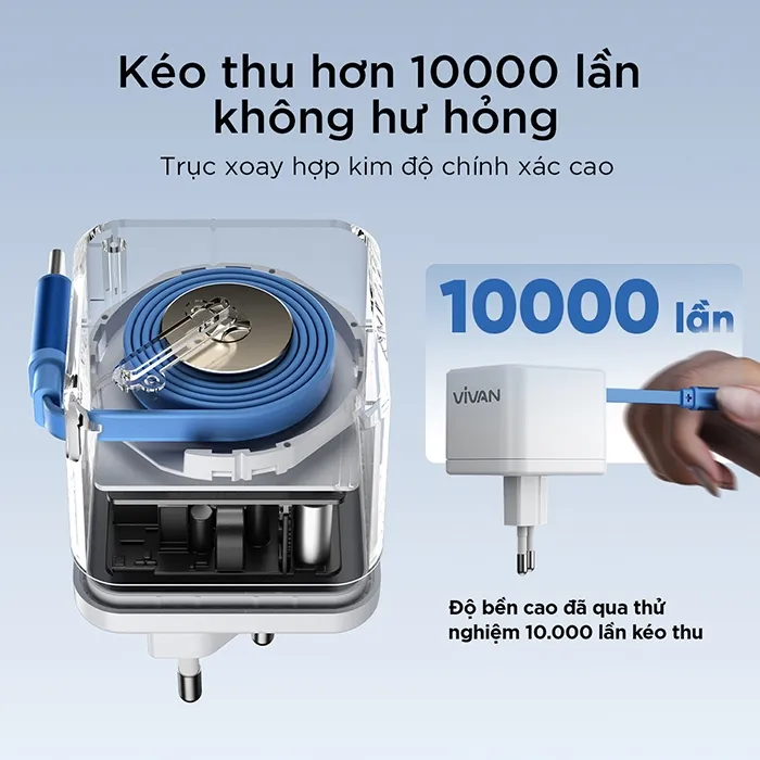 Ảnh Cốc Sạc Nhanh VIVAN Super 4s Công Suất 20W Tích hợp cáp sạc Type C cuộn gọn thông minh 4