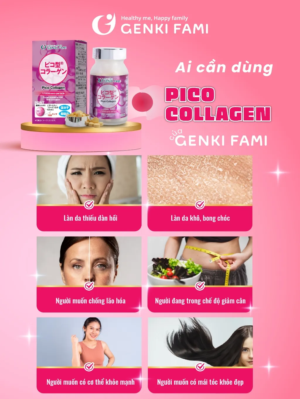 Review Pico Collagen Nhật Bản Genki Fami: Đẹp Da, Chống Lão Hóa, Mờ Nám, Cân Bằng Nội Tiết
