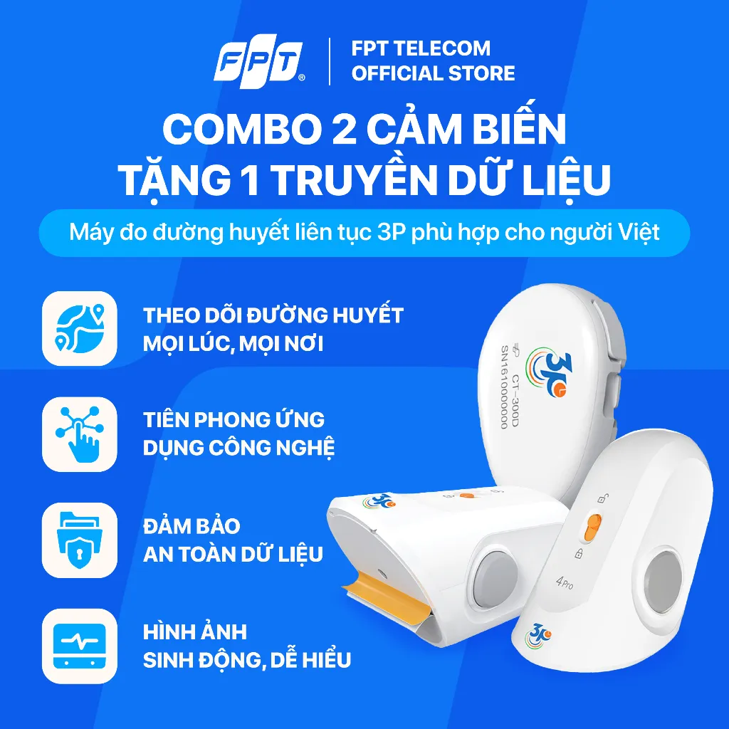 Ảnh Combo 02 Bộ cảm biến máy đo đường huyết liên tục 3P 2