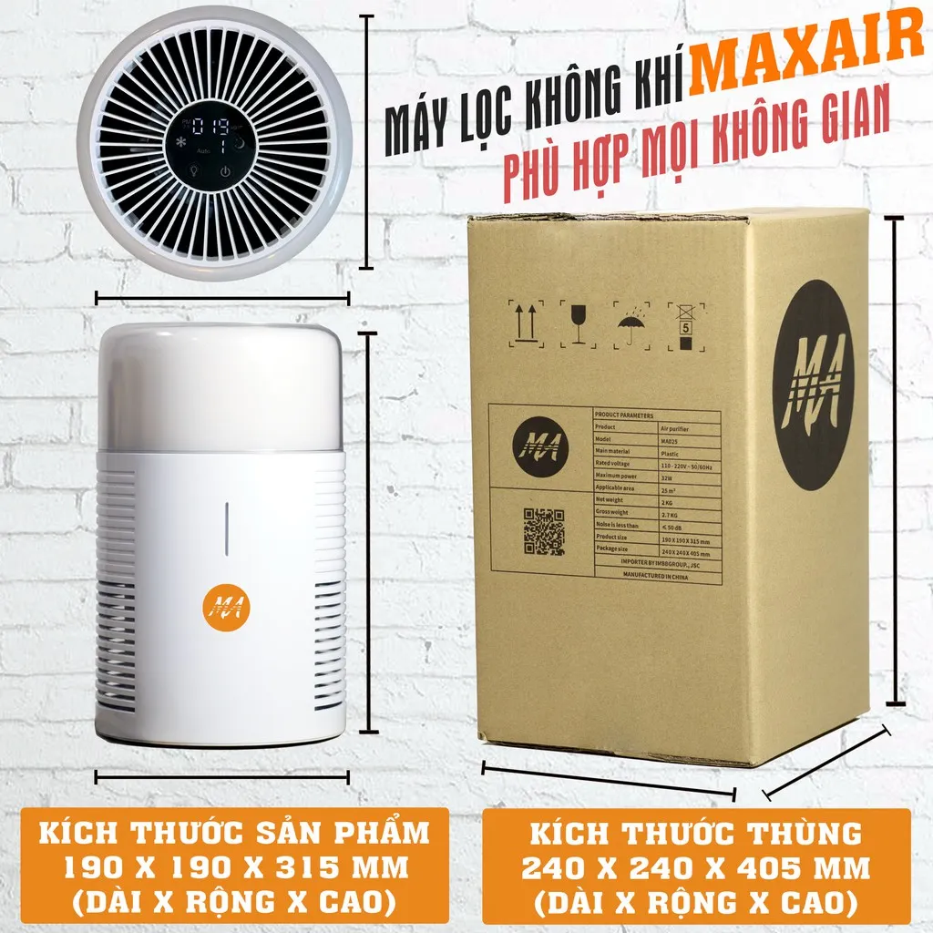 Ảnh Combo 02 máy lọc không khí MaxAir MA025 lọc bụi mịn, khử khuẩn, diệt nấm mốc,hàng chính hãng, bảo hành 12 tháng 2
