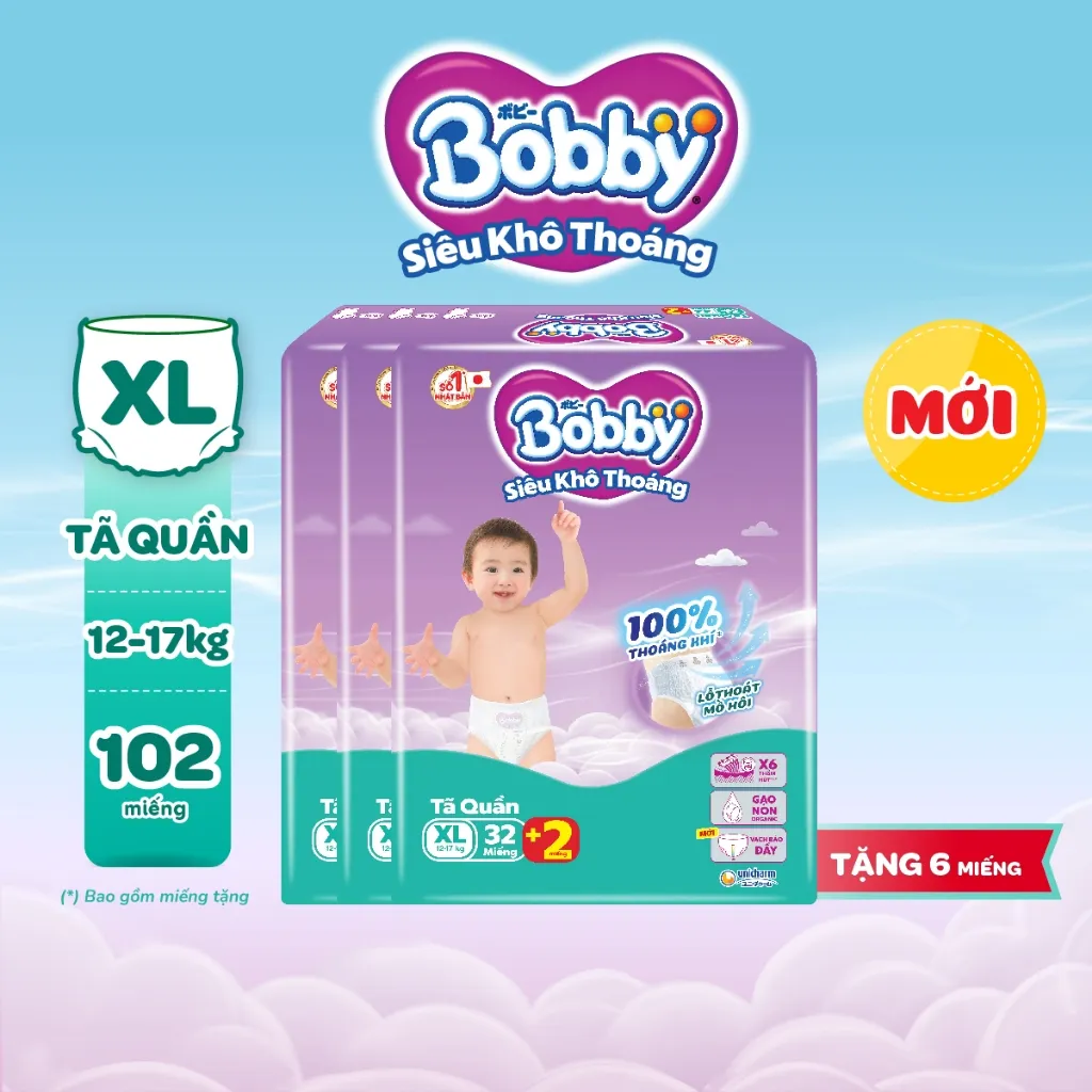 Ảnh Combo 03 gói tã quần Bobby Siêu Khô Thoáng - 100% Thoáng Khí Jumbo S46/M42/L36/XL32/XXL28/XXXL22 3