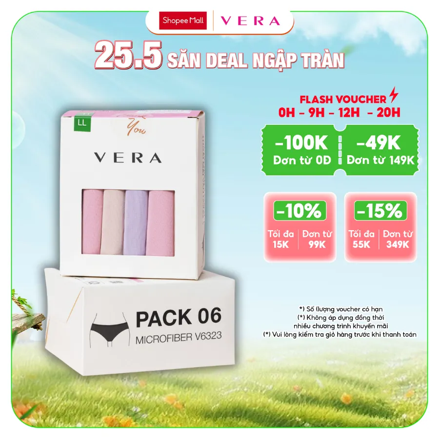 Ảnh Combo 06 quần lót nữ thun lạnh VERA 6323 [Giao màu ngẫu nhiên] 1