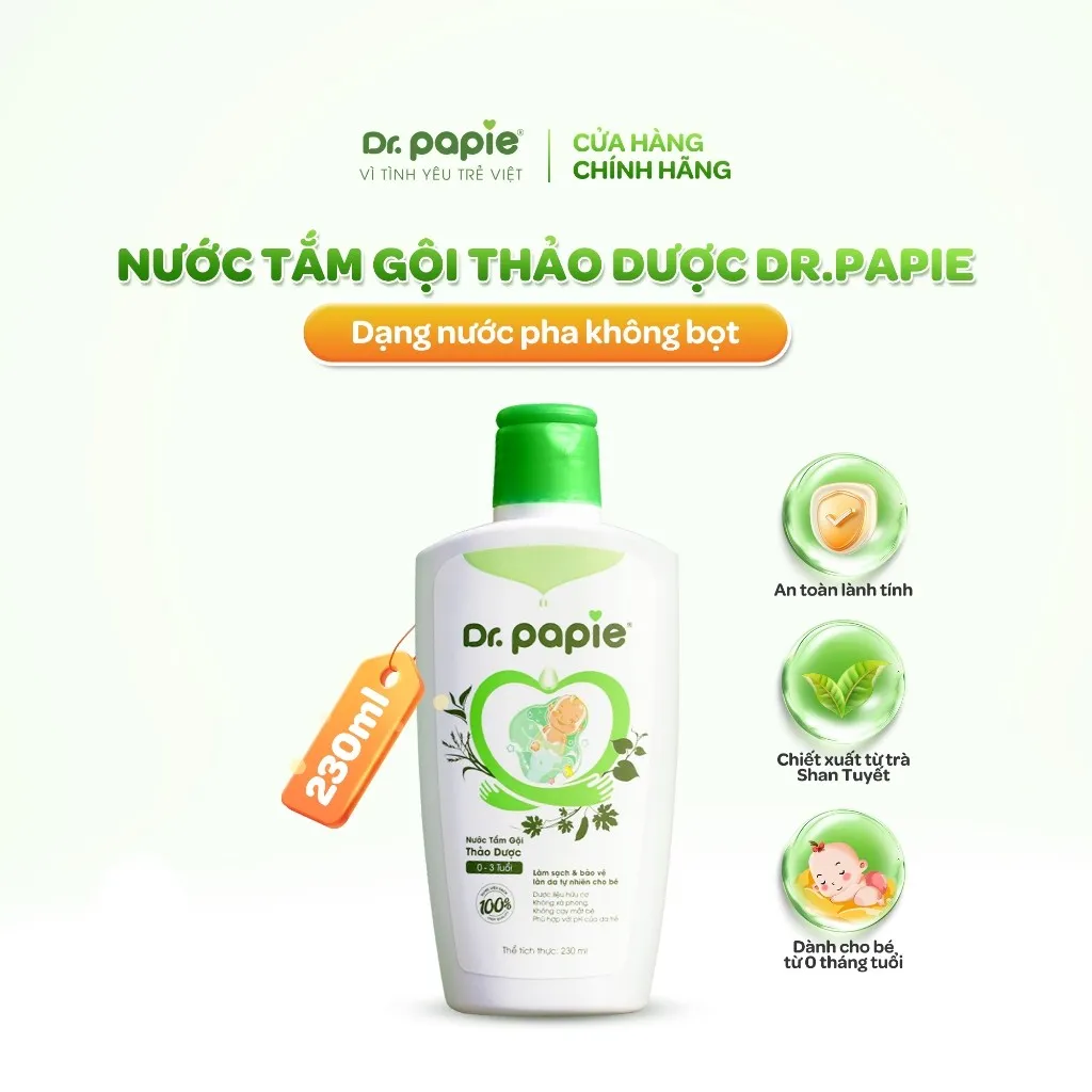 Ảnh Combo 1 Nước Tắm Thảo Dược Dr.Papie 230ml Và 1 Hộp Gạc Răng Miệng Dr.Papie Cho Bé Từ Sơ Sinh 4