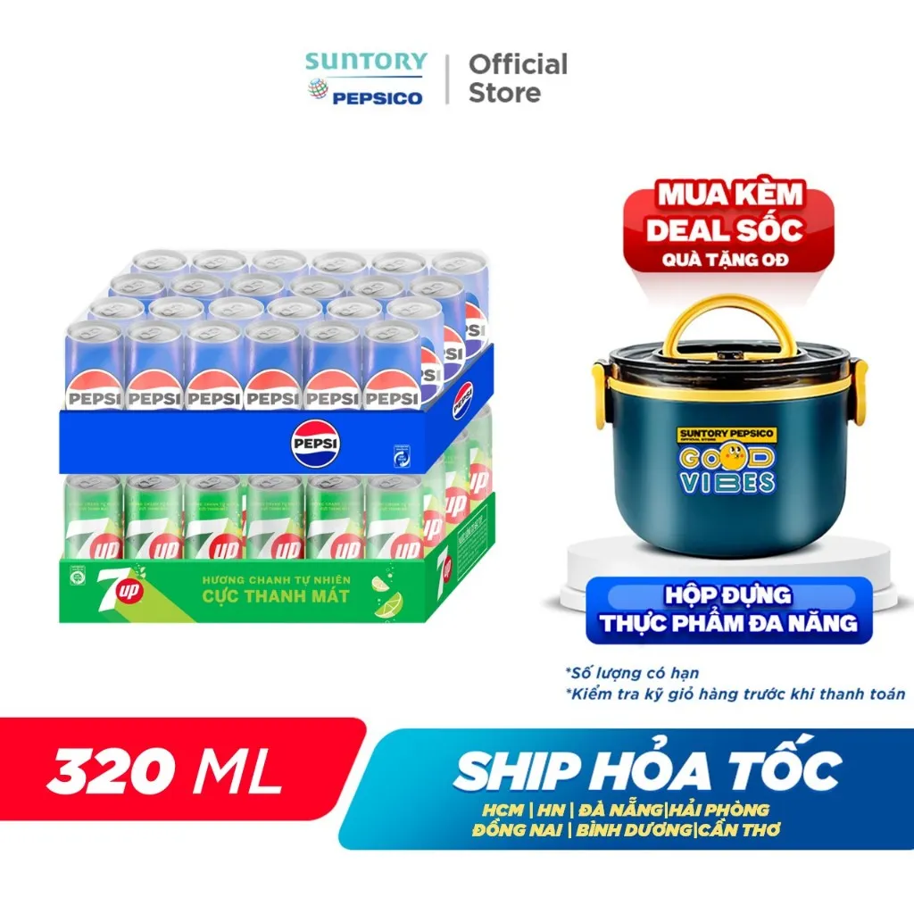 Ảnh Combo 1 Thùng 24 Lon Pepsi và 1 Thùng 24 Lon 7Up (320ml/lon hoặc 350ml/lon) 2