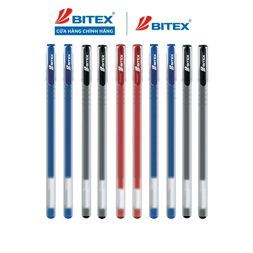 Ảnh Combo 10 Bút gel Bitex mực xanh, đen, tím, đỏ G04 1