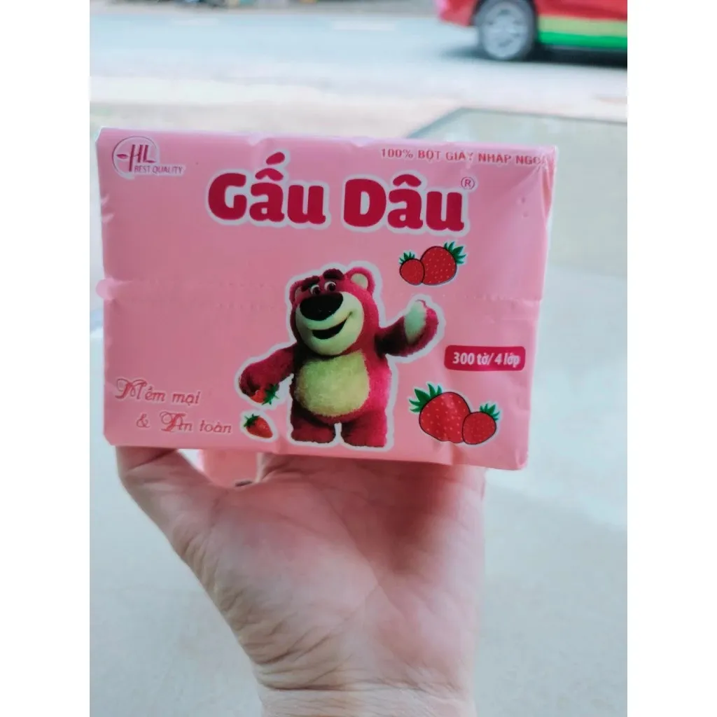 Ảnh Combo 10 Gói Khăn Giấy Khô 300Tờ/Gói 4 Lớp Gấu Dâu 3