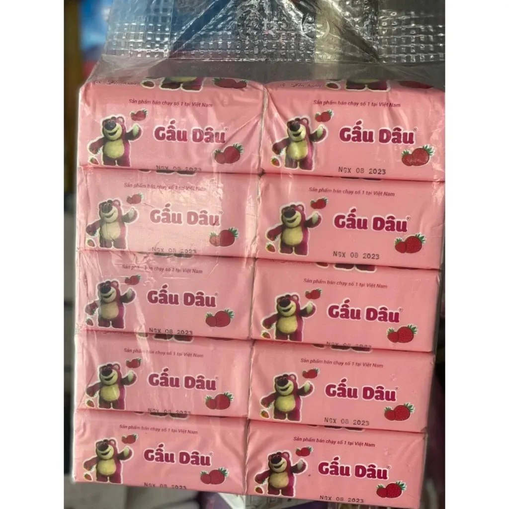 Ảnh Combo 10 Gói Khăn Giấy Khô 300Tờ/Gói 4 Lớp Gấu Dâu 4