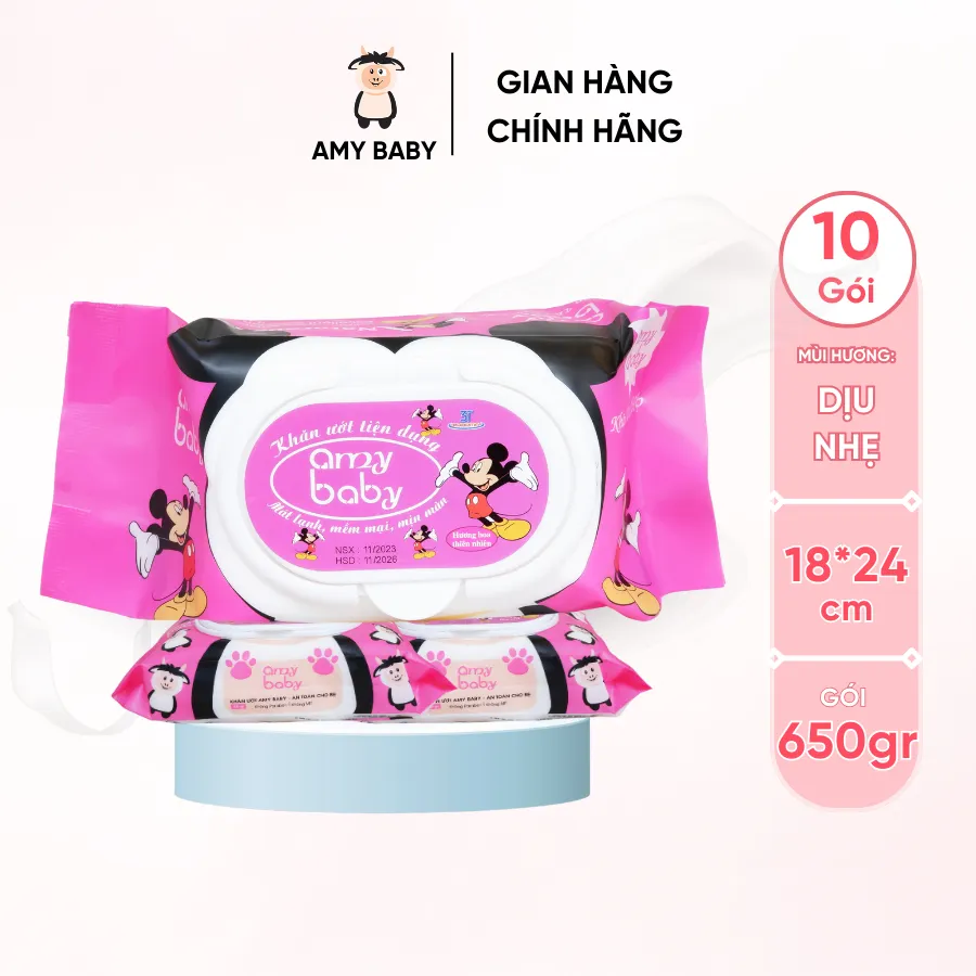 Ảnh Combo 10 Gói Khăn Ướt Amy Baby 650gr 3