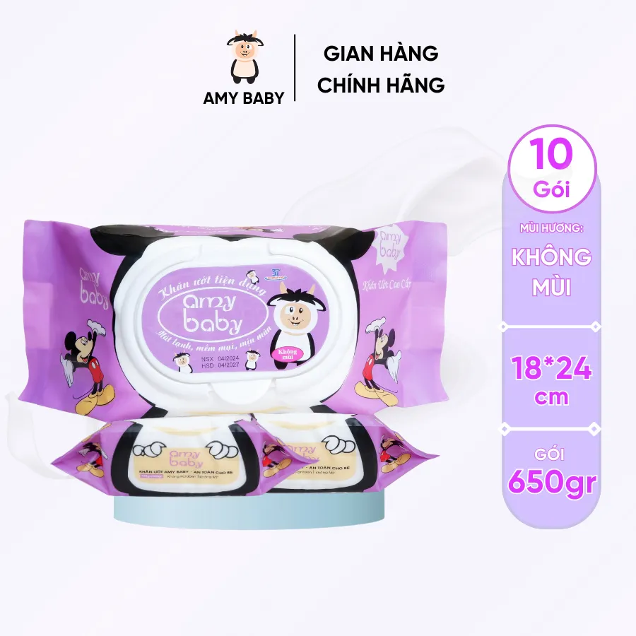 Ảnh Combo 10 Gói Khăn Ướt Amy Baby 650gr 4