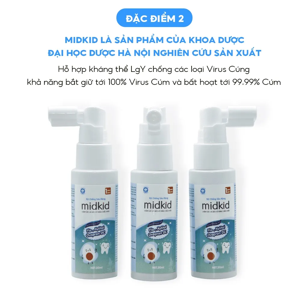 Ảnh Combo 10 Hộp - Xịt chống sâu răng cho bé Midkid vị nho 30ml cho bé từ 1 tuổi 3