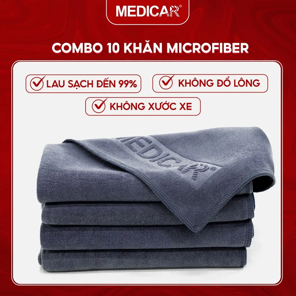Ảnh Combo 10 khăn lau Microfiber làm sạch xe hơi và vật dụng trong nhà, không đổ lông, thấm hút x7 trọng lượng khăn 40x40cm 1