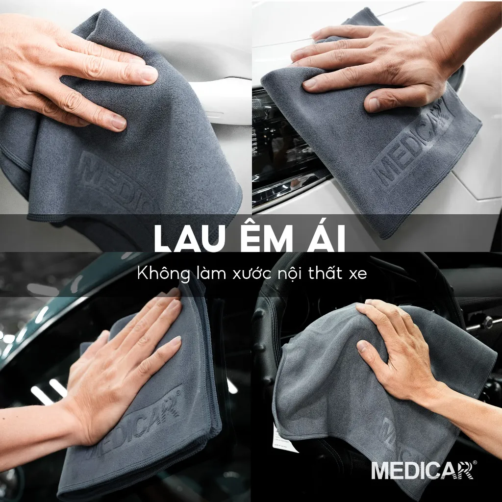 Ảnh Combo 10 khăn lau Microfiber làm sạch xe hơi và vật dụng trong nhà, không đổ lông, thấm hút x7 trọng lượng khăn 40x40cm 2