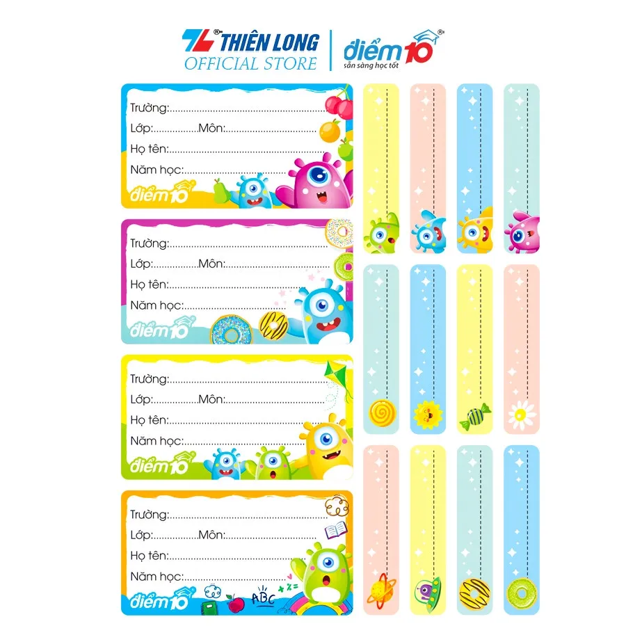Ảnh Combo 100 nhãn vở học sinh có keo dán Thiên Long Điểm 10 TP-NBL006 3