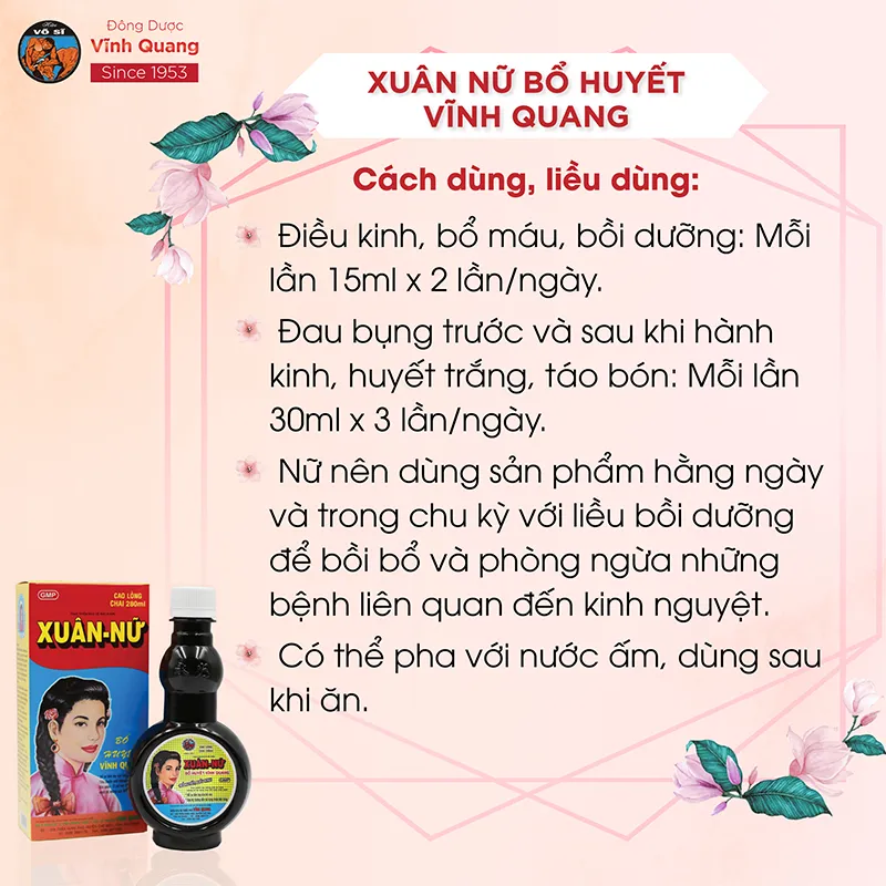 Ảnh Combo 12 chai Xuân Nữ Bổ Huyết VĨNH QUANG 280ml - Điều hòa kinh nguyệt, liệu trình dễ đậu thai 2