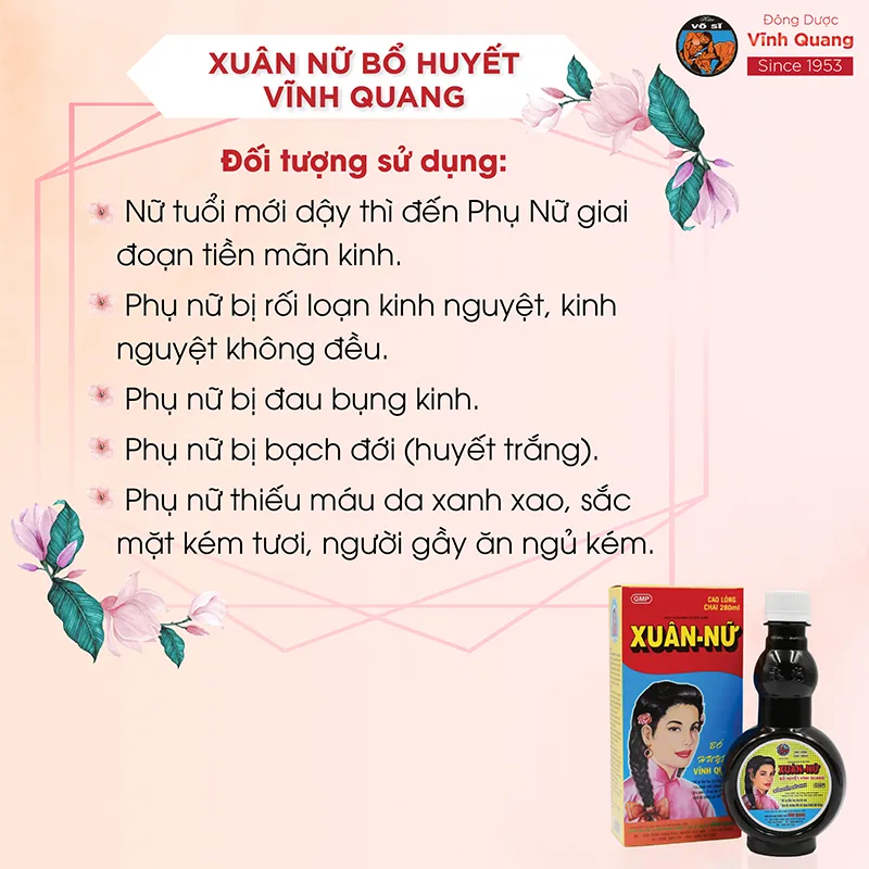 Ảnh Combo 12 chai Xuân Nữ Bổ Huyết VĨNH QUANG 280ml - Điều hòa kinh nguyệt, liệu trình dễ đậu thai 3