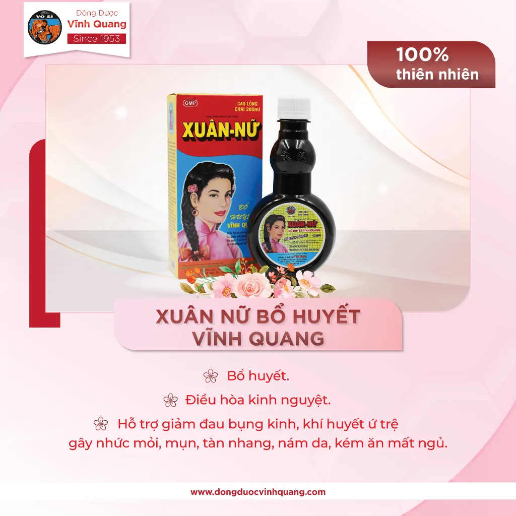 Ảnh Combo 12 chai Xuân Nữ Bổ Huyết VĨNH QUANG 280ml - Điều hòa kinh nguyệt, liệu trình dễ đậu thai 4