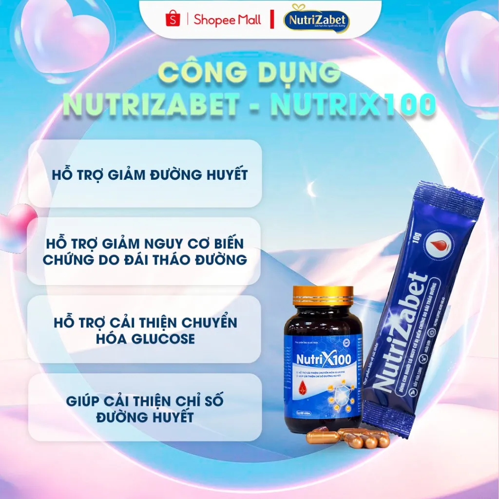 Ảnh Combo 12 hộp sữa NutriZabet + 6 hộp NutriX100 giúp hỗ trợ cải thiện chuyển hoá Glucose 1